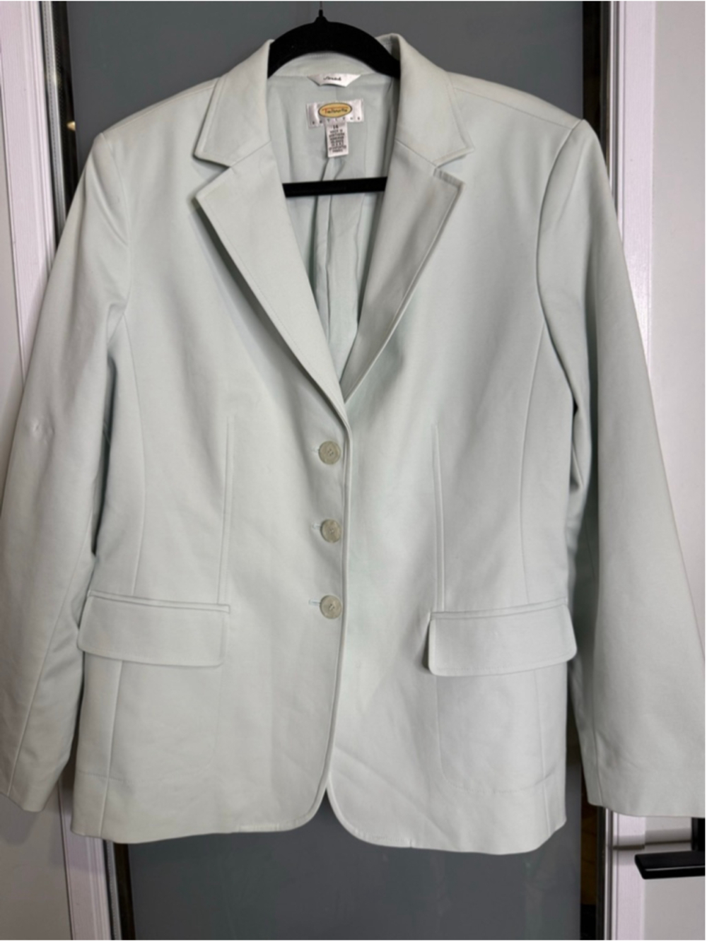 Talbots Petite Stretch Light Green Blazer 14P - Picture 2 of 9